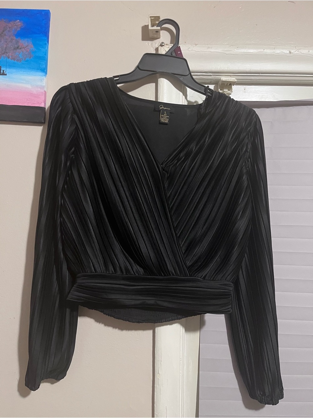 Japna Black Pleated Wrap Top